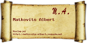 Matkovits Albert névjegykártya