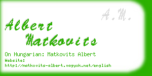 albert matkovits business card